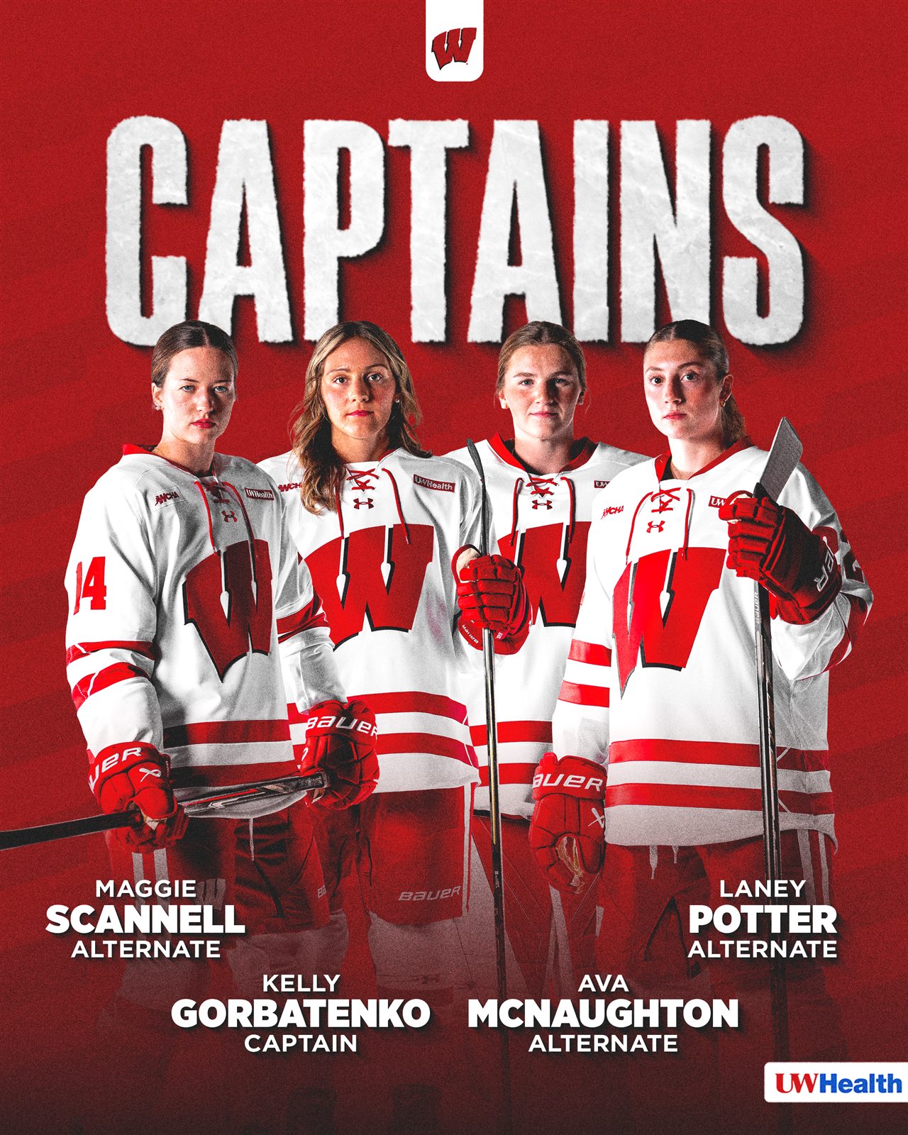 Wisconsin Women’s Hockey 2026 captains graphic