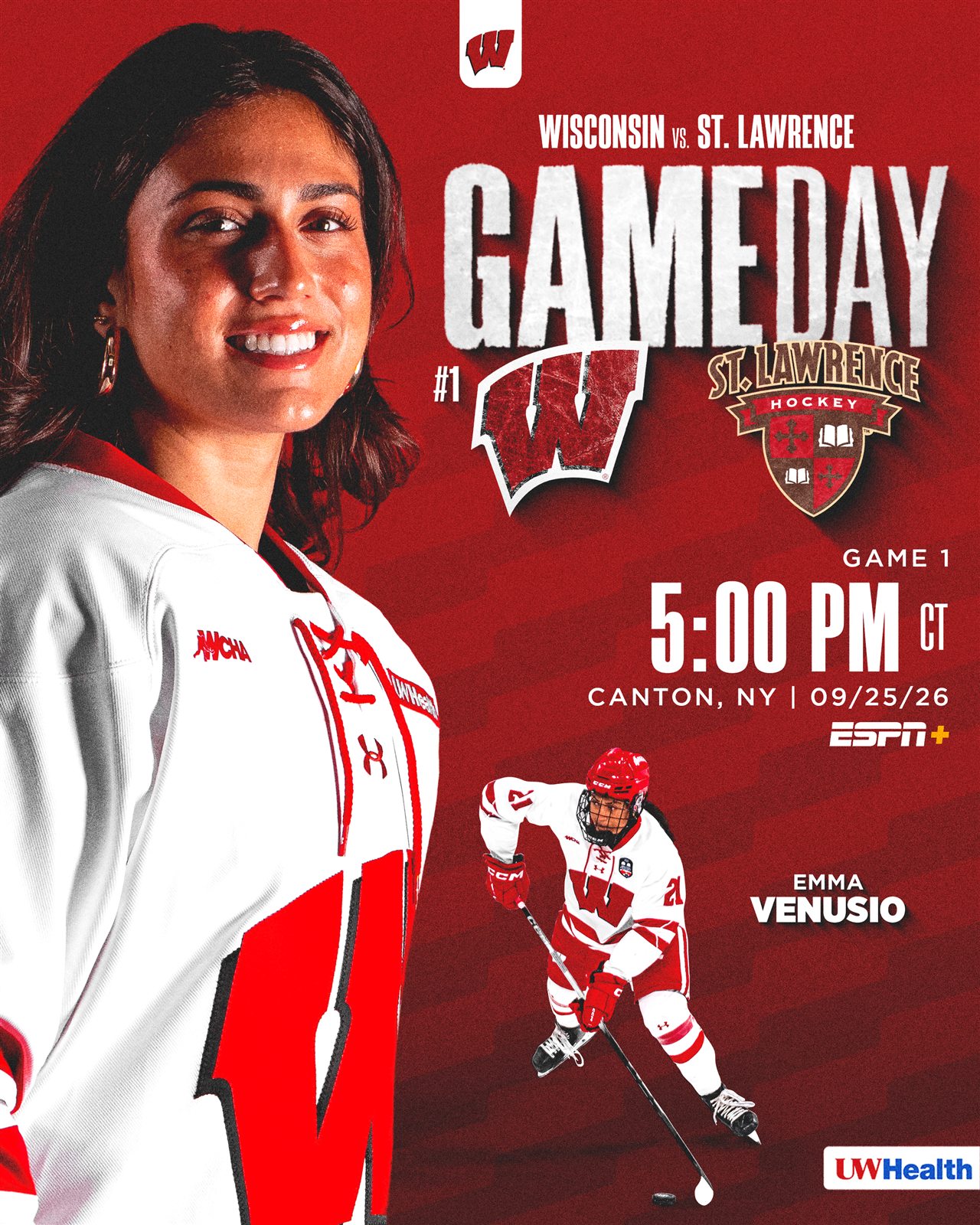 Wisconsin Women’s Hockey opening game-day graphic