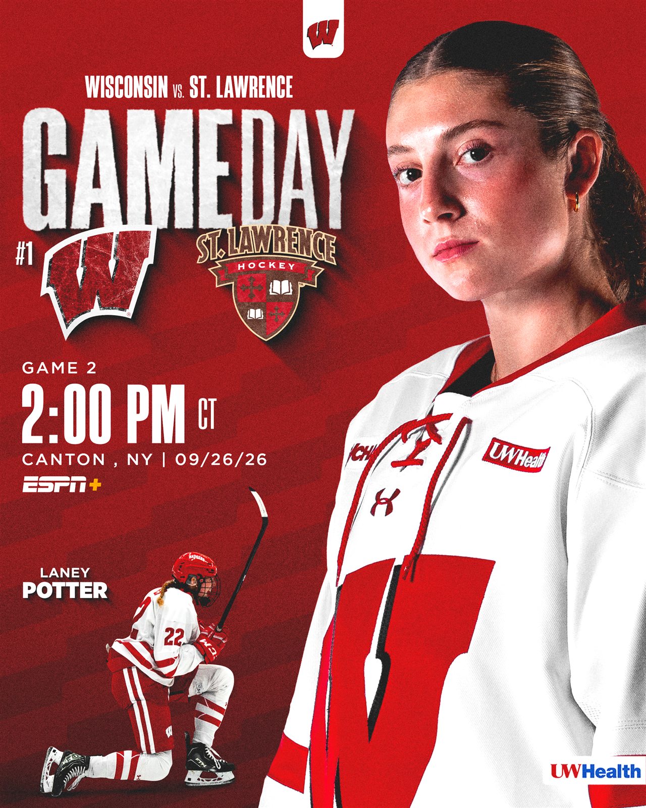 Wisconsin Women’s Hockey second game-day graphic