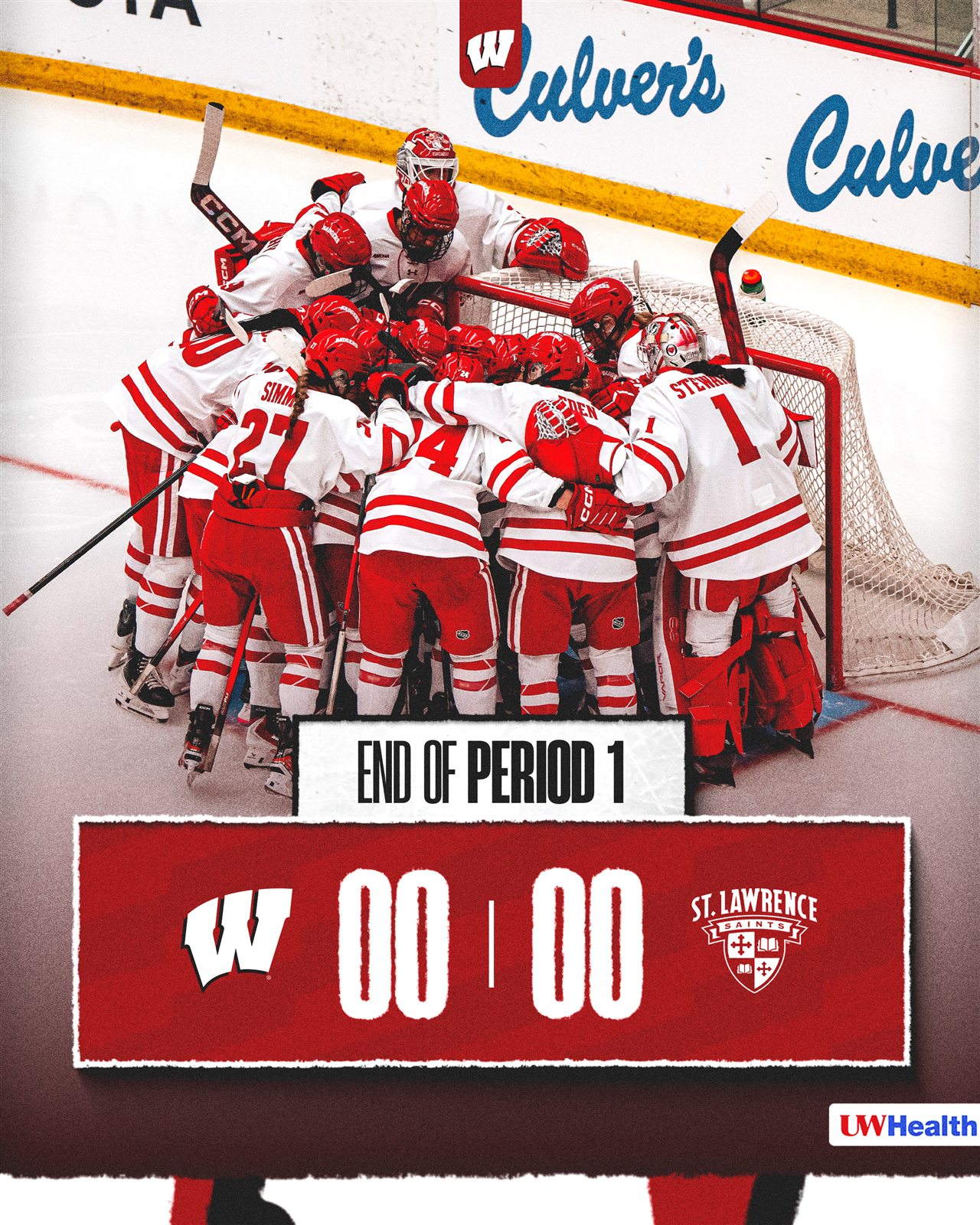 Wisconsin Women’s Hockey first-period score graphic