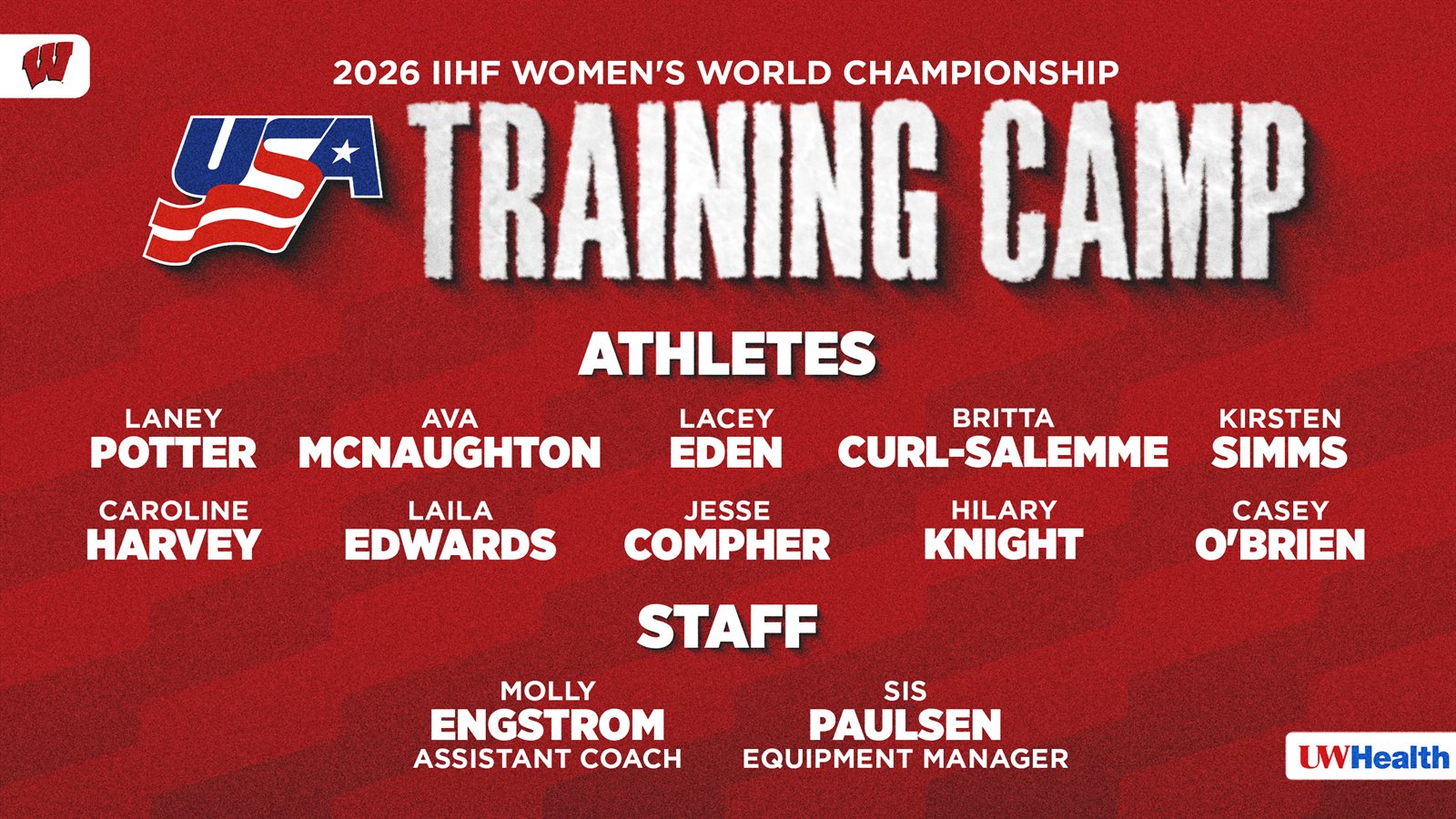 Wisconsin Women’s Hockey USA training camp landscape graphic