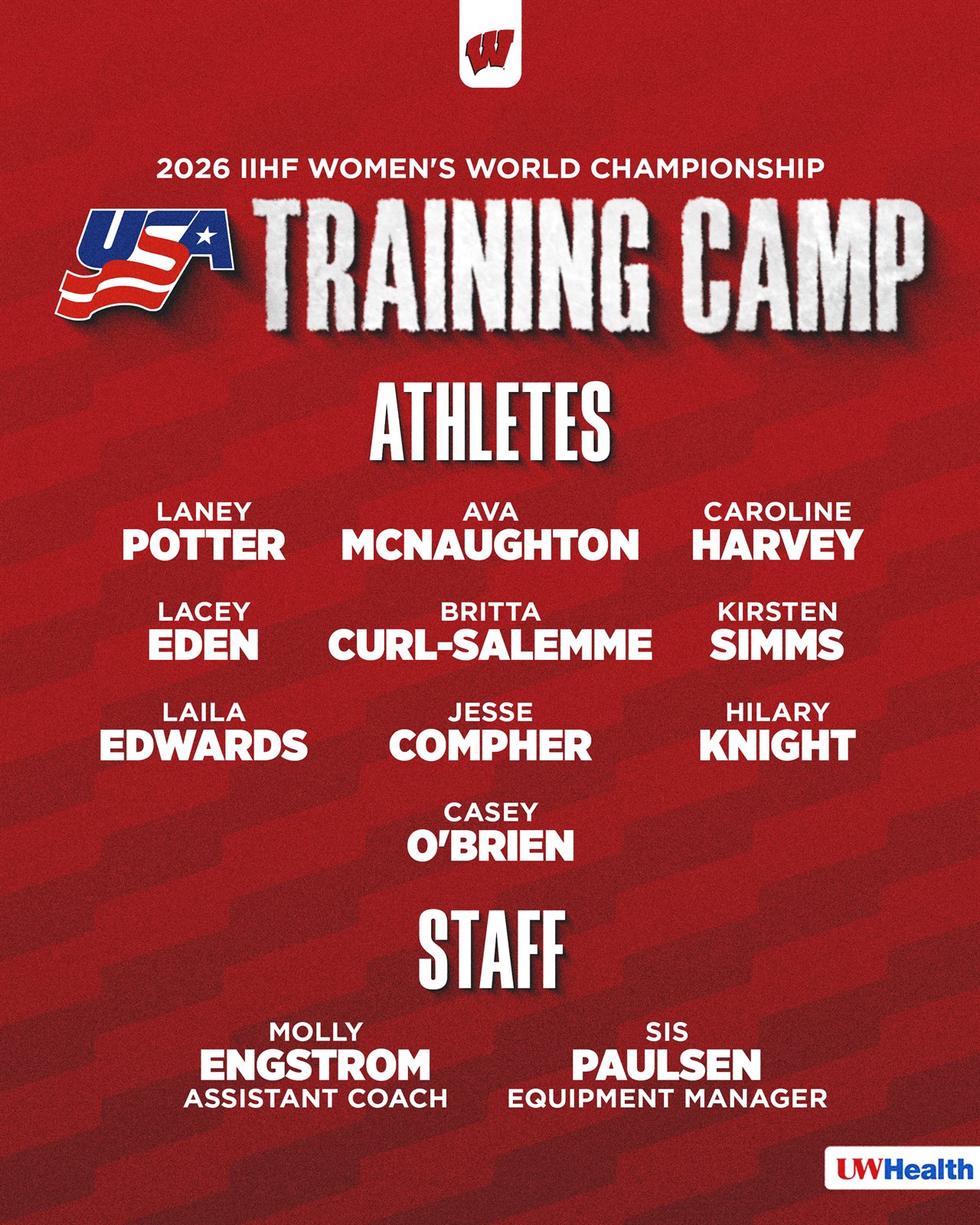 Wisconsin Women’s Hockey USA training camp portrait graphic