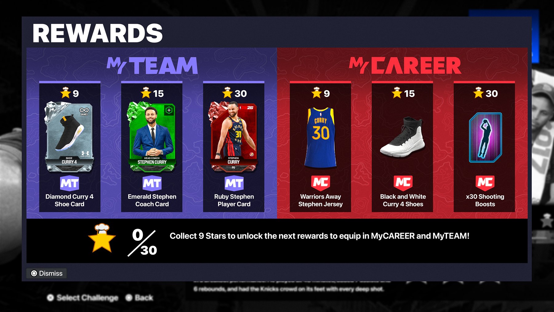 NBA 2K Chef Moments rewards screen for MyTEAM and MyCAREER