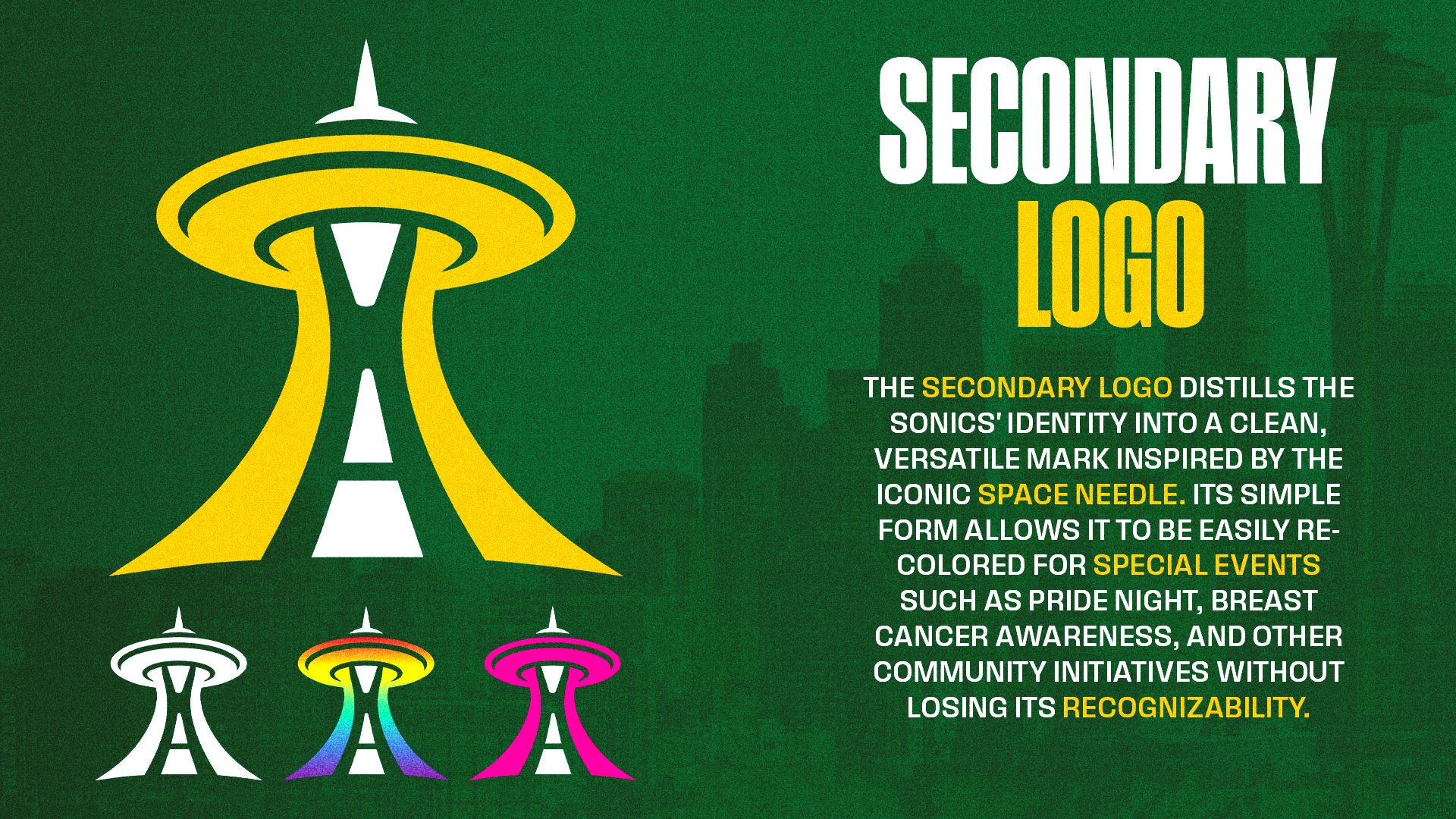 Secondary SuperSonics logo concept inspired by Seattle’s Space Needle